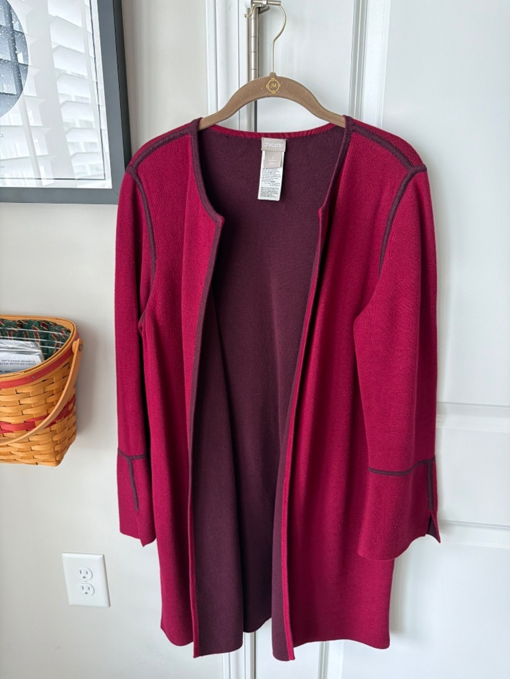 Chicos size 2 open front full length cardigan